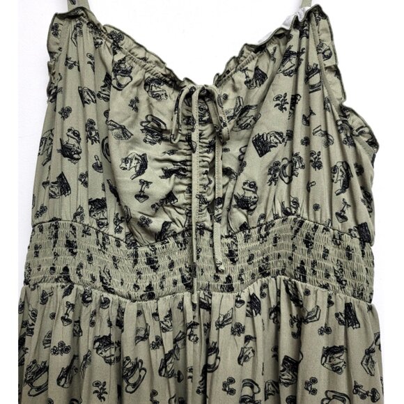 NWT Hot Topic 2 Thorn & Fable Green Mushroom Frog Tea Midaxi Dress 2X 18 20 - Picture 6 of 10